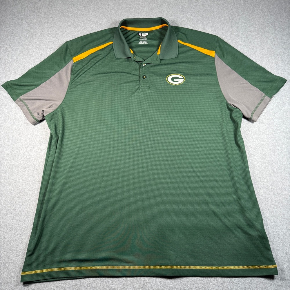 NFL Green Bay Packers Polo Shirt Mens 3XL Green TX3 Cool Short Sleeve